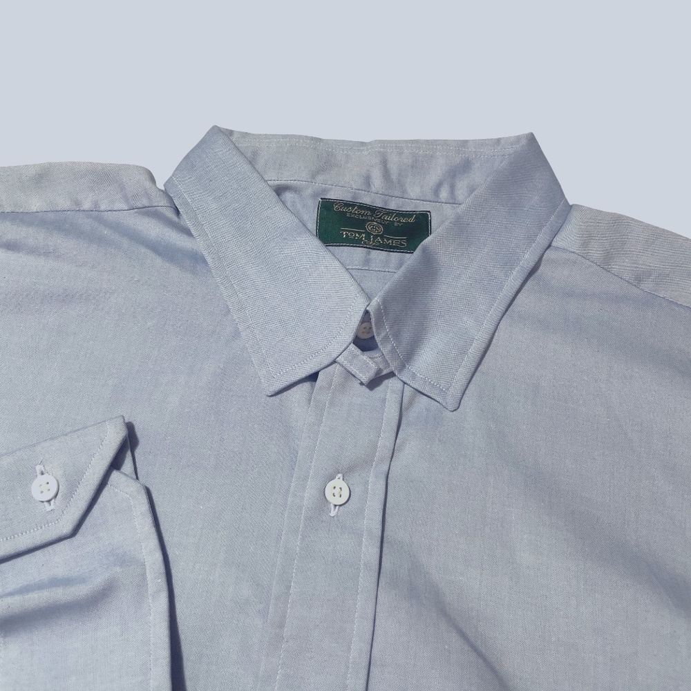 Tom James XL Blue Button Down Snap Collar Mens Shirt‎